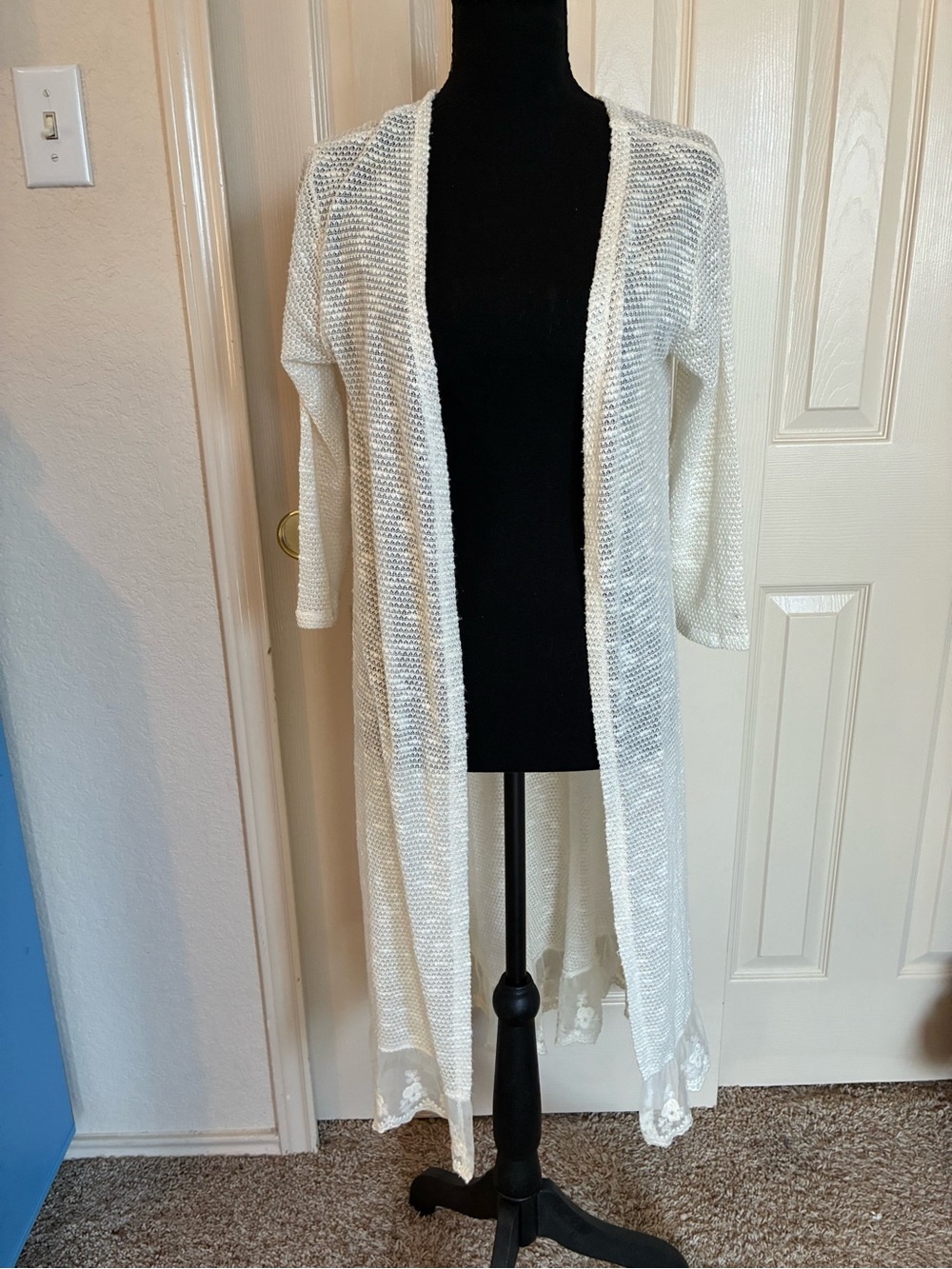 Open-Front Lightweight White Women's Sweater Cardigan